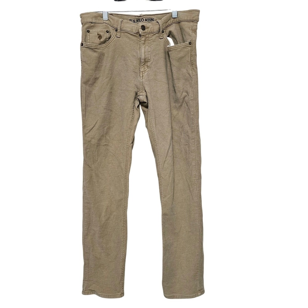 U.S. Polo Assn Tan Slim Straight Jeans W34 L32 Neutral Clean Preppy Core Classic